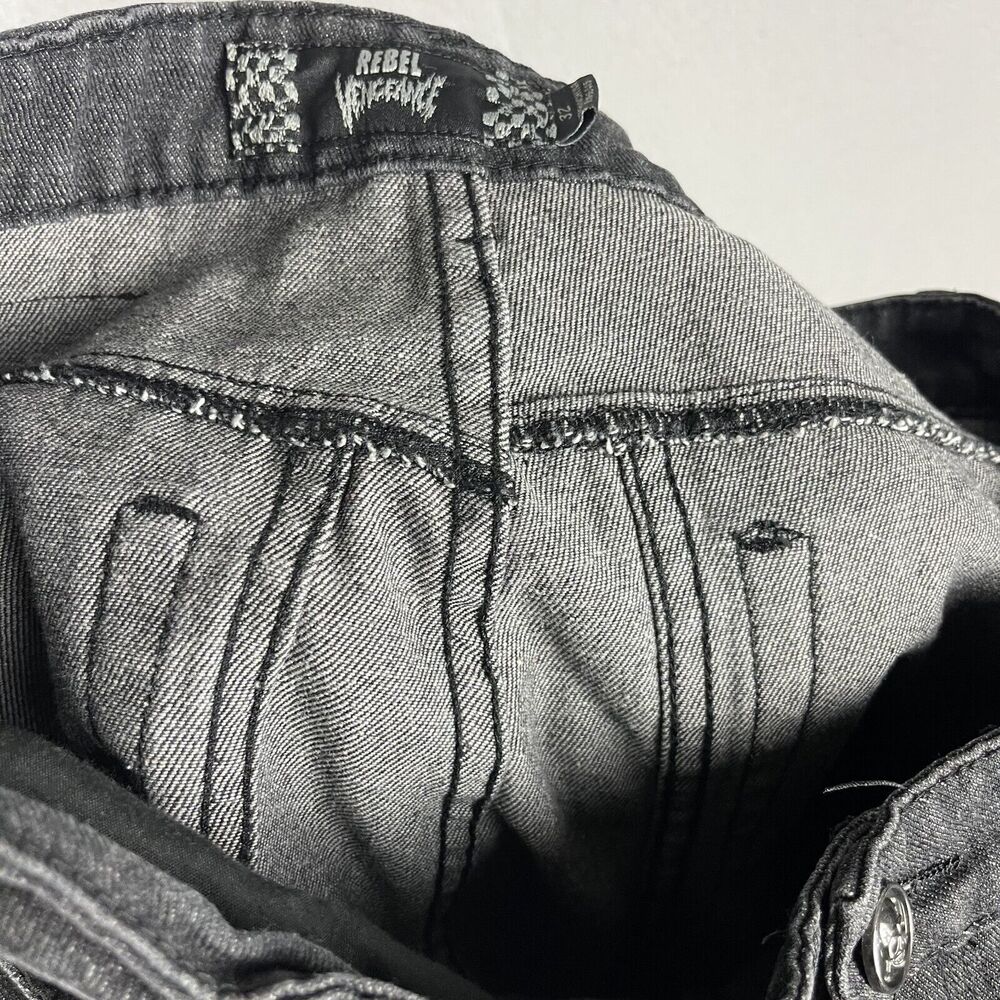 Vintage Rebel Vengeance Distressed Jean Mens 32x32 Black Rock Goth Grunge READ - Picture 16 of 16